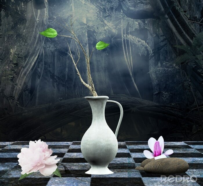 Poster Kunstvolle Magnolie in einer Vase