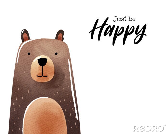 Poster Lächelnder Bär mit hellbraunem Bauch