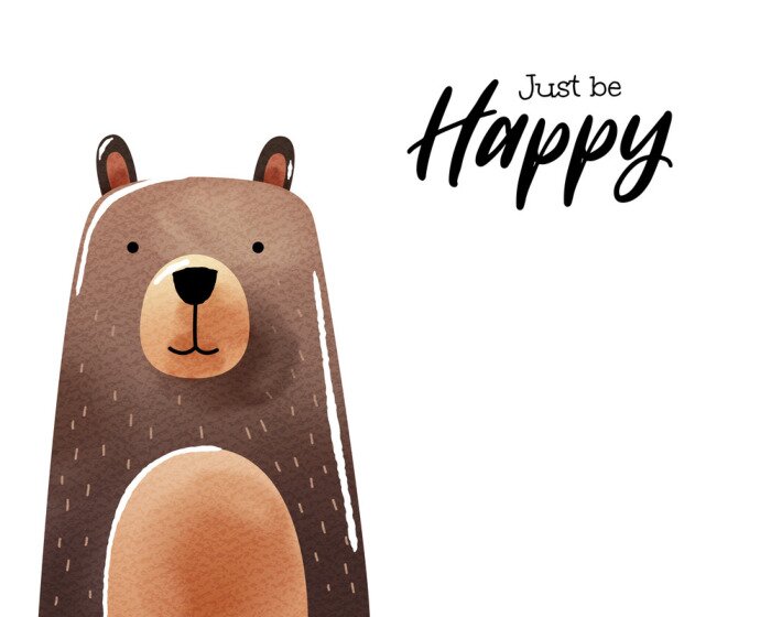 Poster Lächelnder Bär mit hellbraunem Bauch