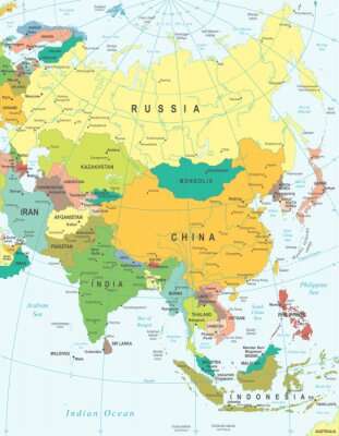Länder Asiens auf der Karte