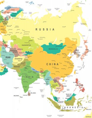 Länder Asiens auf weißem Hintergrund