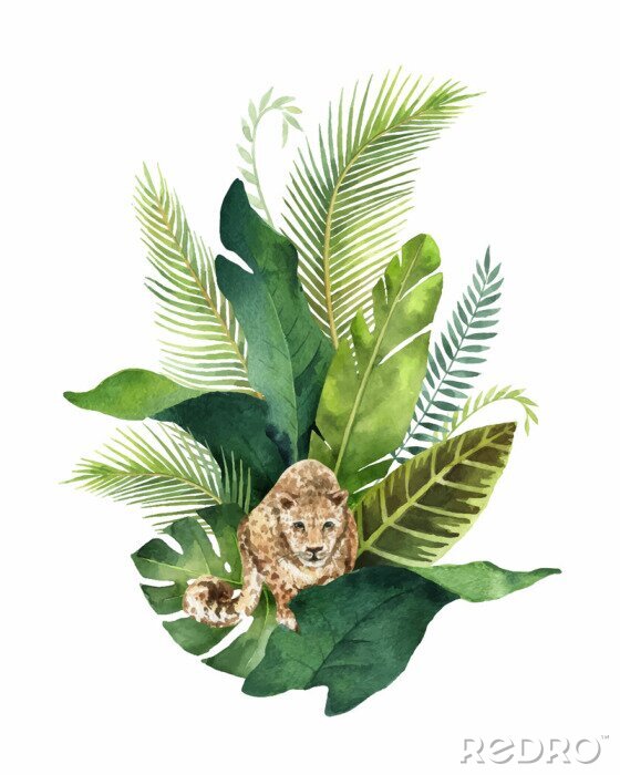 Poster Lampart im Dschungelgebüsch