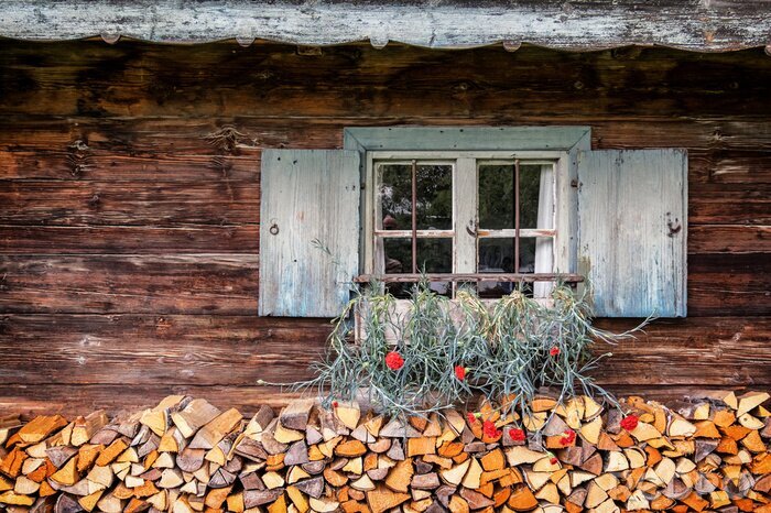 Poster Landhaus mit einem fenster