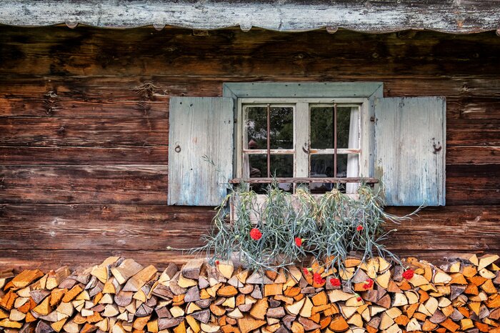 Poster Landhaus mit einem fenster