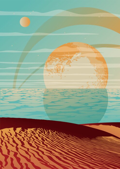 Poster Landschaft auf den alten Grafiken