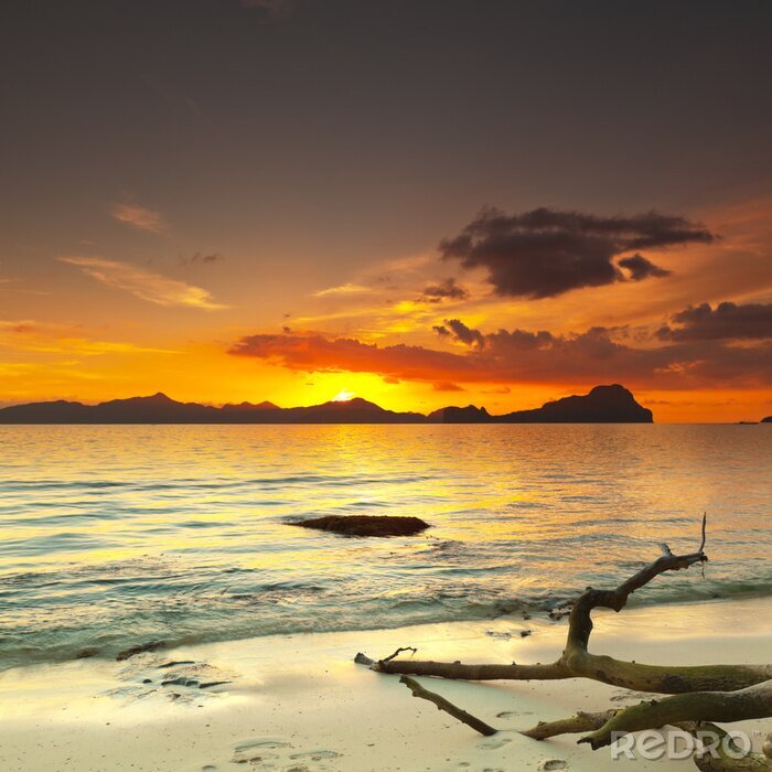 Poster Landschaft des Ozeans bei Sonnenuntergang