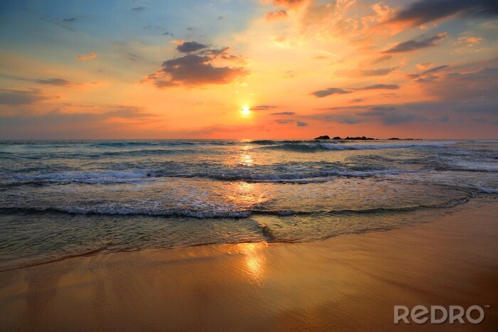 Poster Landschaft des Sonnenuntergangs am Strand
