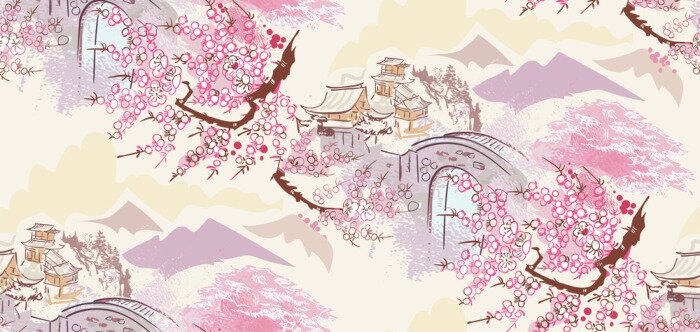 Poster Landschaft im orientalischen Stil