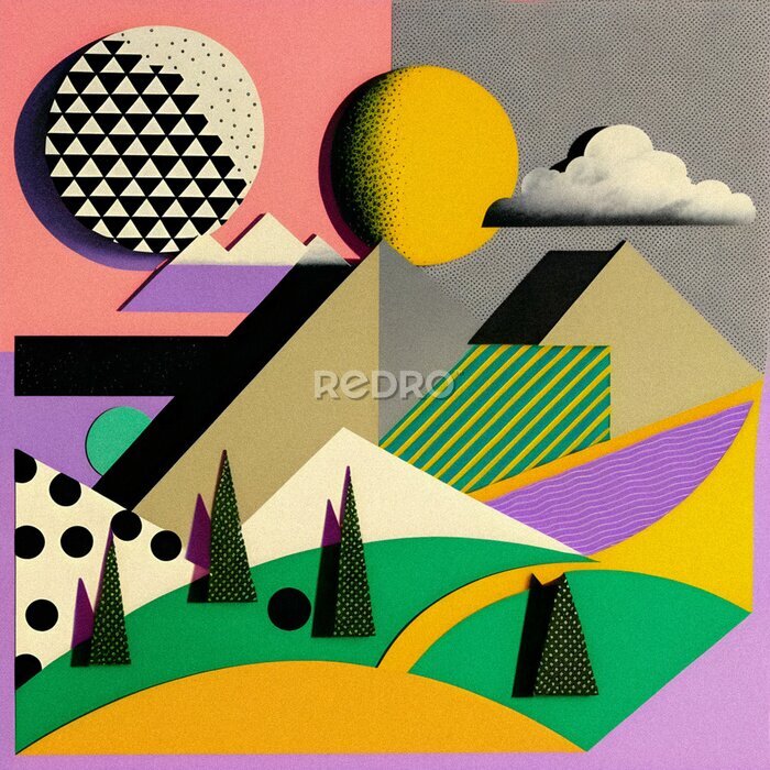 Poster Landschaft im Pop-Art-Stil