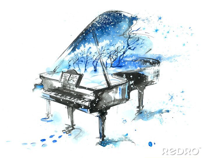 Poster Landschaft in einem Musikinstrument