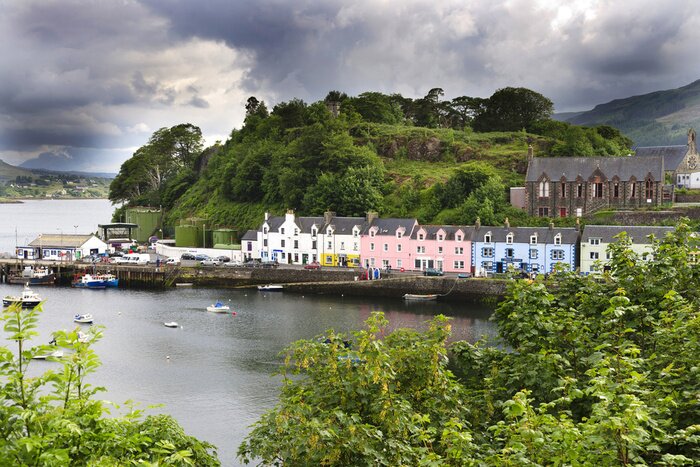 Poster Landschaft mit einer Hafenstadt