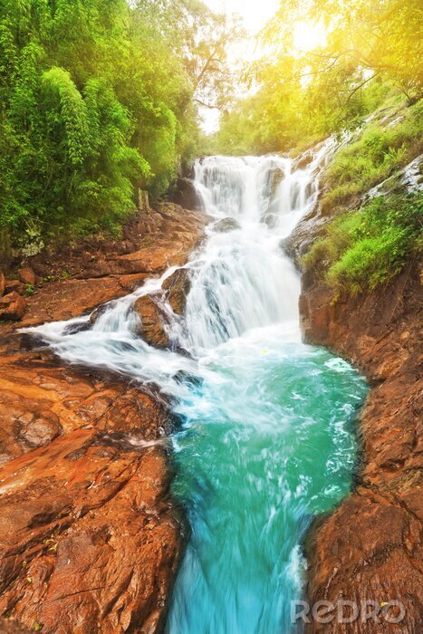 Poster Landschaft mit Wasserfall