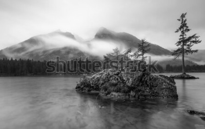 Poster Landschaft schwarz-weiß Bergsee