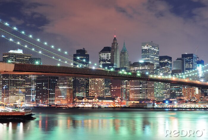 Poster Landschaft von New York City bei Nacht