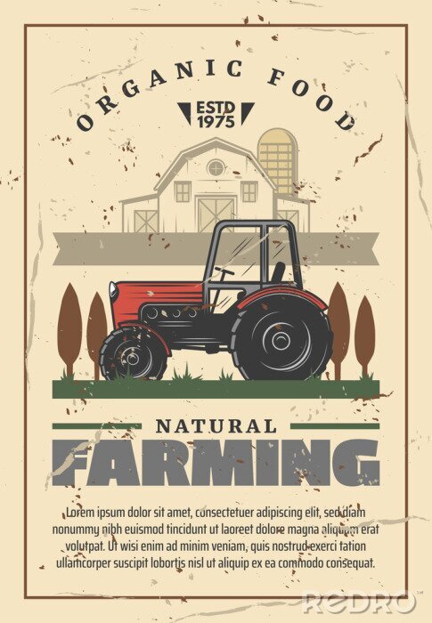 Poster Landwirtschaftliche Fahrzeuge im Vintage-Stil