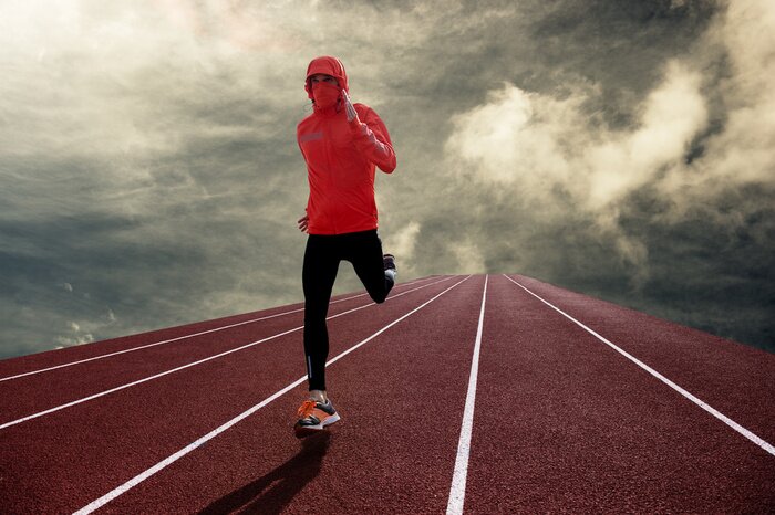 Poster Laufen Sprint und Wolken