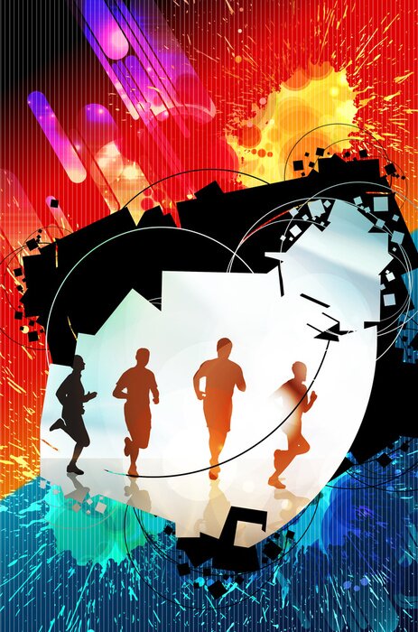 Poster Laufen und bunter Hintergrund