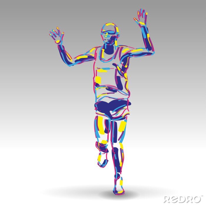 Poster Laufen und menschliche Silhouette in Farbe