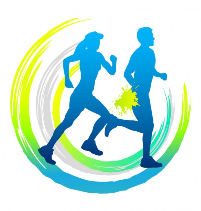 Poster Laufen und Sportlersilhouetten