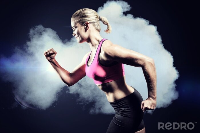 Poster Laufende Frau im Nebel