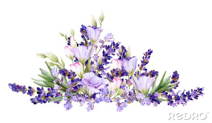 Poster Lavendel und lila Blumen in einer Komposition