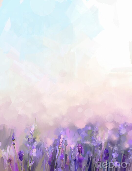Poster Lavendelfeld abstraktes Aquarell