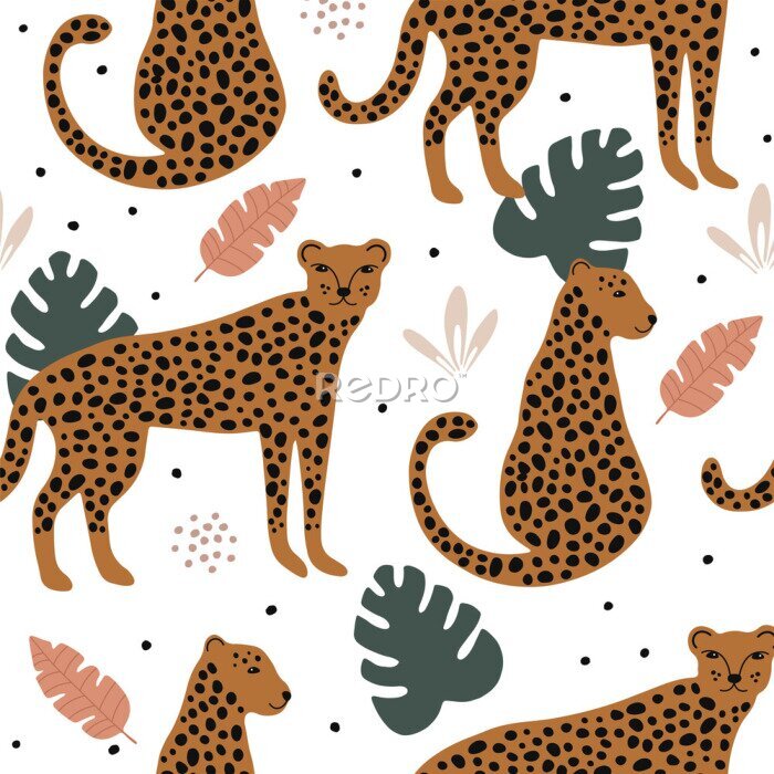 Poster Leoparden zwischen den Blättern