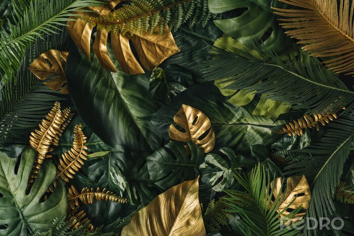 Poster Leuchtender Dschungel mit Gold