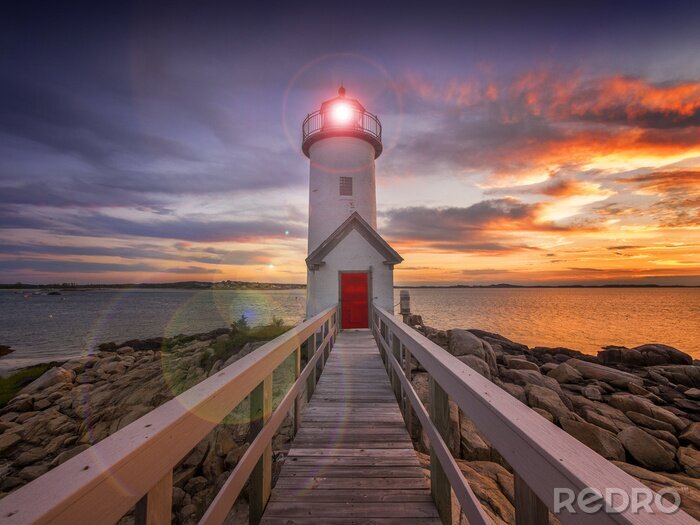 Poster Leuchtturm mit Steg 3D