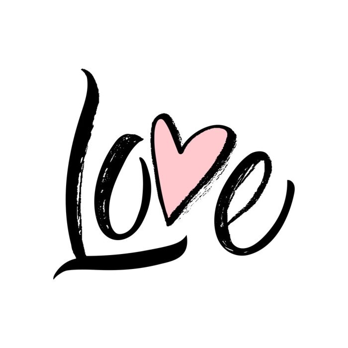 Poster Liebe - moderne Bürstenkalligraphiephrase gemacht mit Tinte. Getrennt auf weißem Hintergrund.