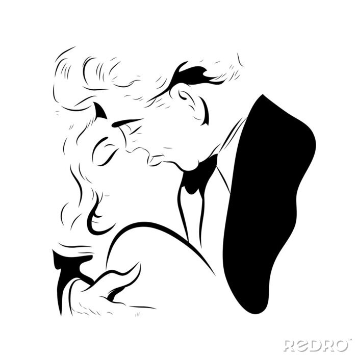 Poster liebende Paar kissing in den Mund
