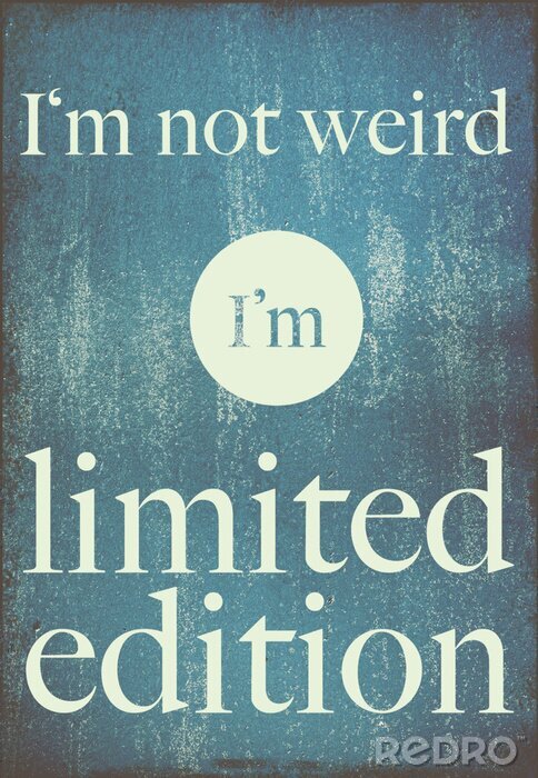 Poster Limitierte Auflage, Beschriftung auf blauem Hintergrund