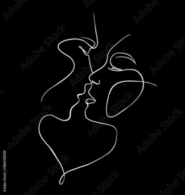 Poster Line Art Kuss