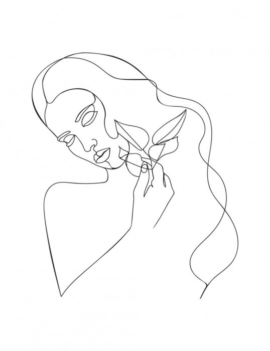Poster Line Art minimalistische weibliche Schönheit