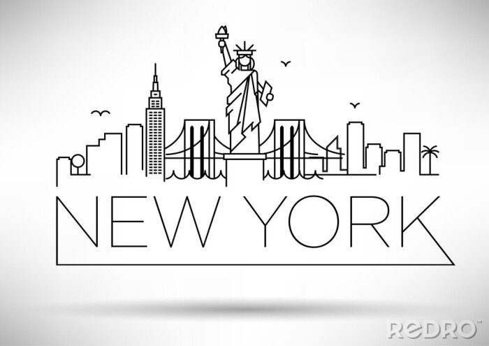 Poster Linear New York City Skyline mit typografischen Entwurf