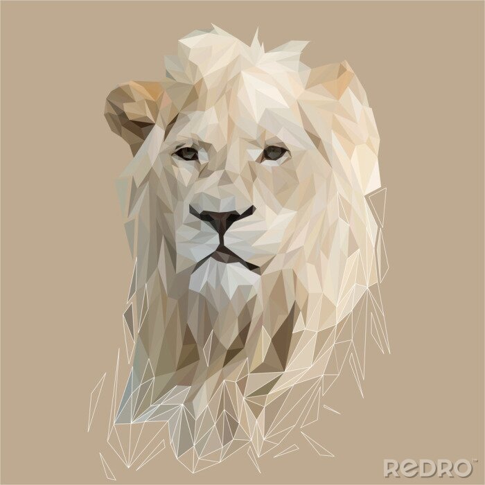 Poster Lion Low Poly Design.  Dreieckvektorillustration.