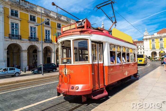 Poster Lissabon rote Straßenbahn