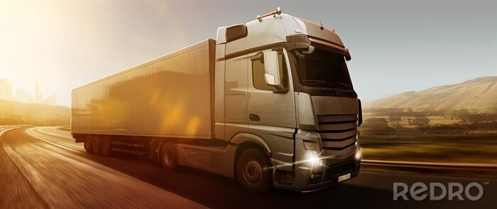 Poster Lkw auf dem Weg