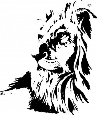 Poster Löwe Grafik auf weißem Hintergrund