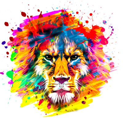 Poster Löwe in verschiedenen Farben