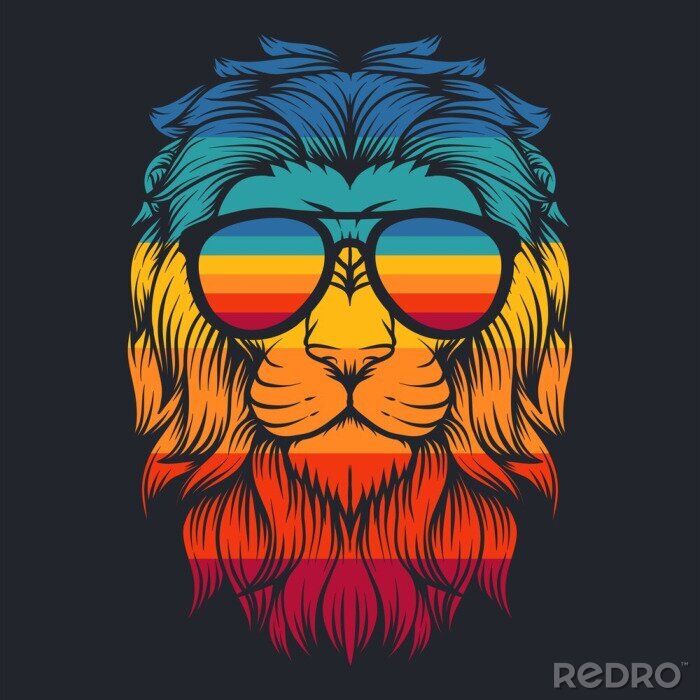 Poster Löwe mit Brille