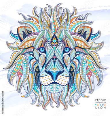 Poster Löwenkopf mit indischem Motiv