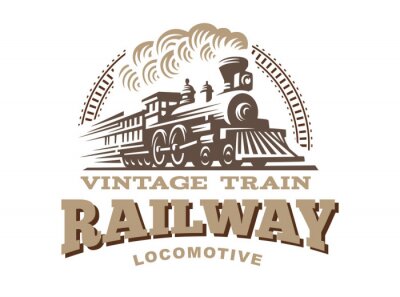 Lokomotive-Logoabbildung, Weinleseartemblem