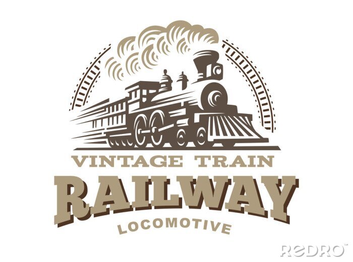 Poster Lokomotive-Logoabbildung, Weinleseartemblem