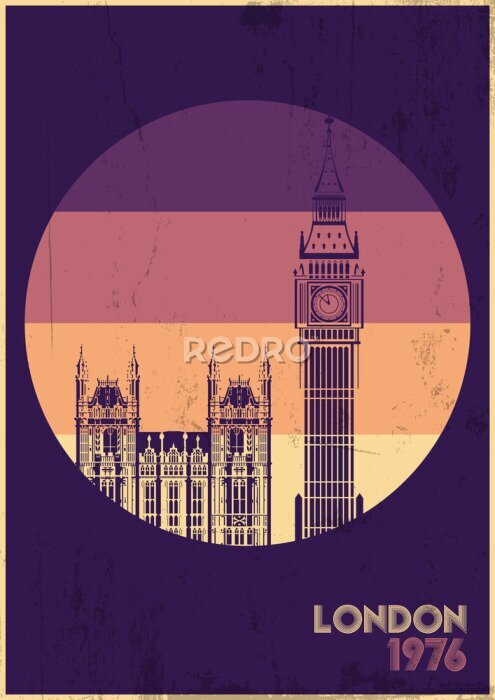 Poster London auf Retro-Grafiken