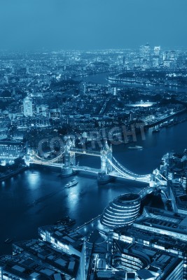 Poster London bei Nacht von der Vogelperspektive aus