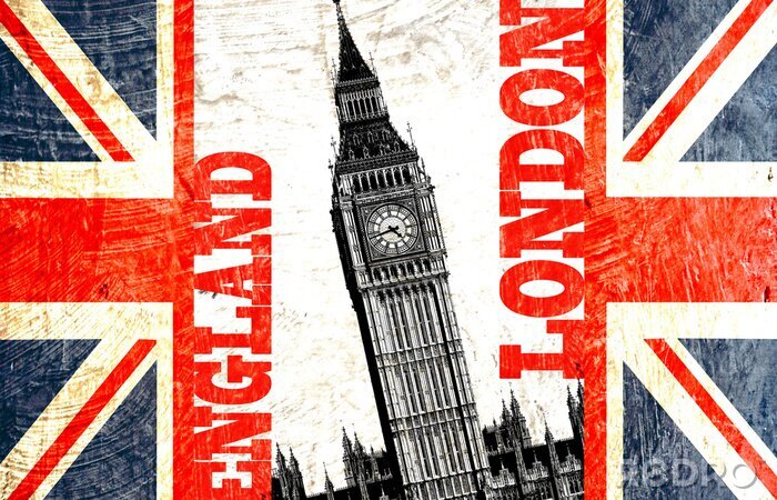 Poster London Big Ben auf der Flagge