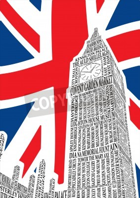 Poster London Big Ben vor der Flagge