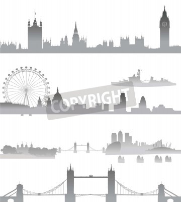 Poster London Skyline London Eye Tower Bridge