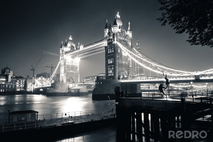 Poster London Tower Bridge bei Nacht